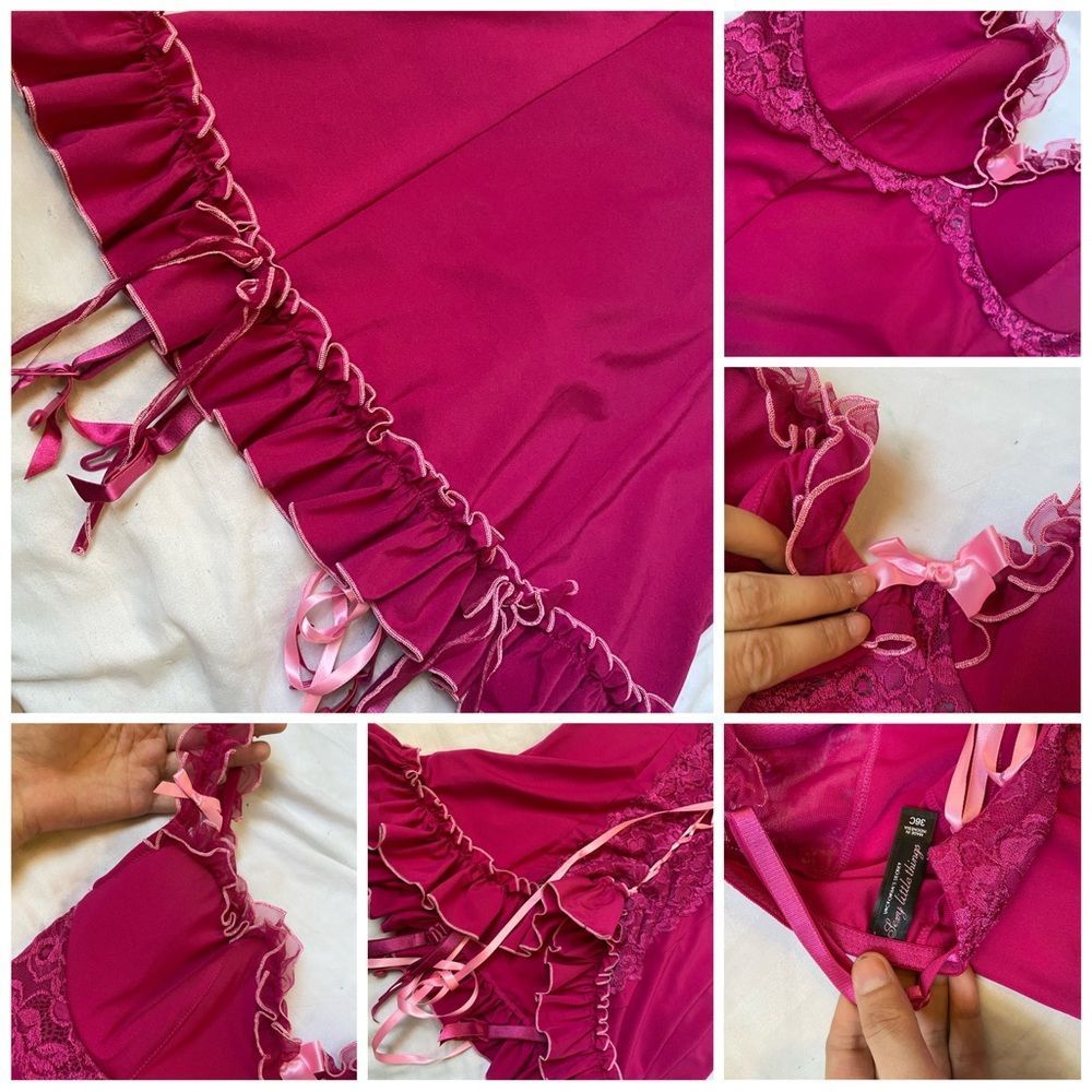 ❤️ SOLD!! ❤️ 36C VS Sexy little thing pink baby doll slip - Picture 4 of 4